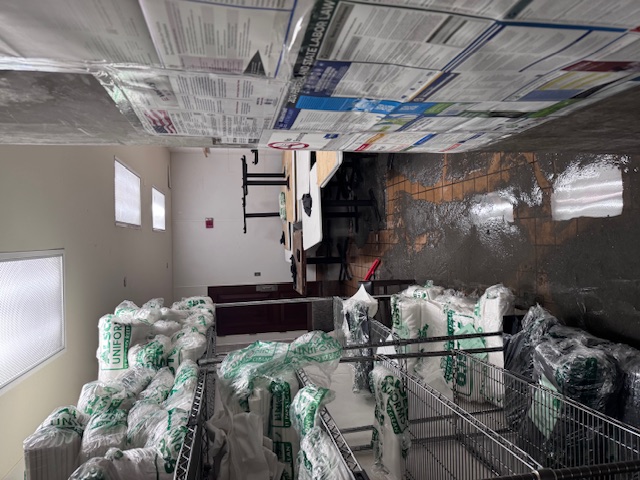 flooded commercial kitchen do to broken plumging