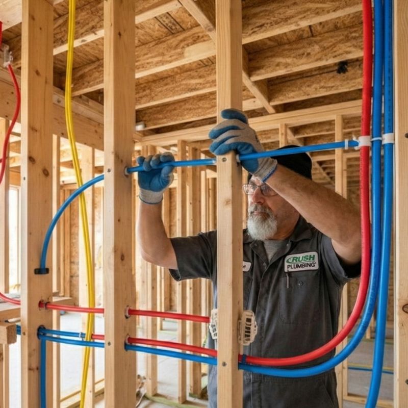 worker installing Pex piping