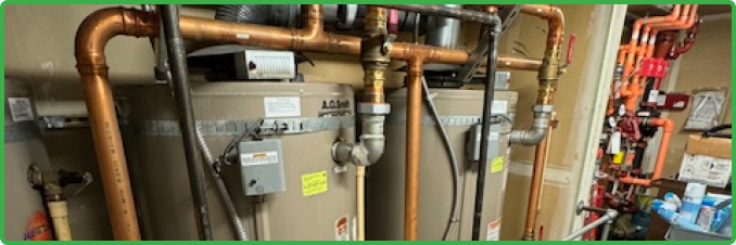 two commercial water heaters